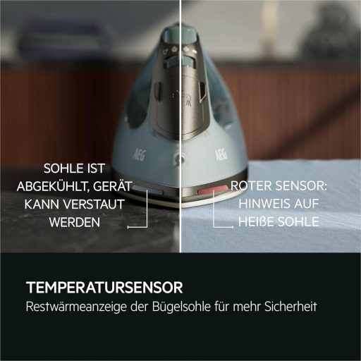 AEG Steam Iron, 2400 W, Variable Vertical Steam Surge, Fine Spray, 24% Recycled Plastic, Residual Heat Indicator, 2 m Cable, 180° Rotatable, Anti-Limescale System, Ceramic Sole, Green Grey, SI5-2-6OG