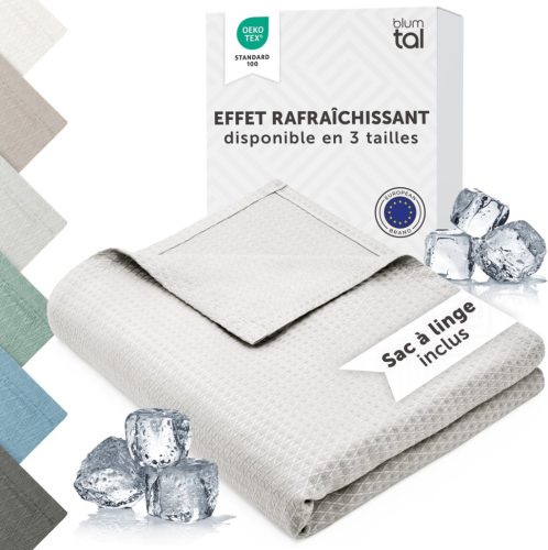 Blumtal Bambuszrost Hűsítő Takaró 150x200cm - Oeko-TEX Tanúsított Légáteresztő Nyári Pléd - Szürke Ágytakaró Kanapéra