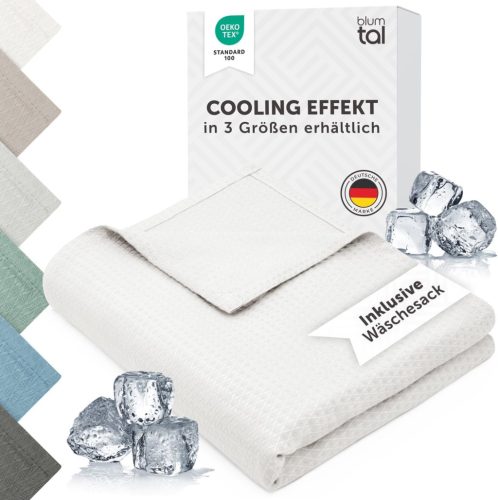 Blumtal Bambusz Hűsítő Takaró 150x200cm - Nyári Ágytakaró, Fehér - Bőrbarát, Könnyű, Légáteresztő - Oeko-Tex Tanúsított - Utazáshoz, Kanapér