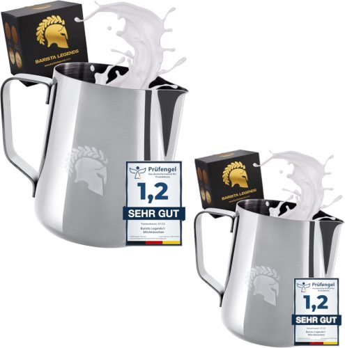 Barista Legends Tejkiöntő Szett - Rozsdamentes Acél 350ml + 600ml - Fényesített Tejhabosító Kancsó Latte Art Készítéshez - Barista Kiegészít