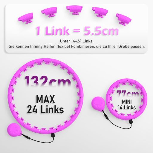 JLoibao Okos Hula Karika Felnőtteknek, 24 Szintű Fitness Karika 77-132 cm, Súlyozott Labdával