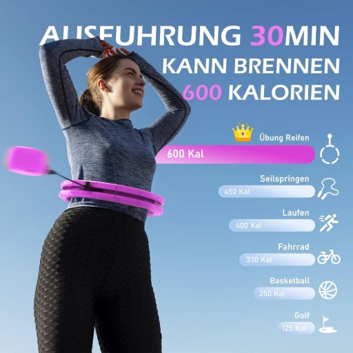 JLoibao Okos Hula Karika Felnőtteknek, 24 Szintű Fitness Karika 77-132 cm, Súlyozott Labdával