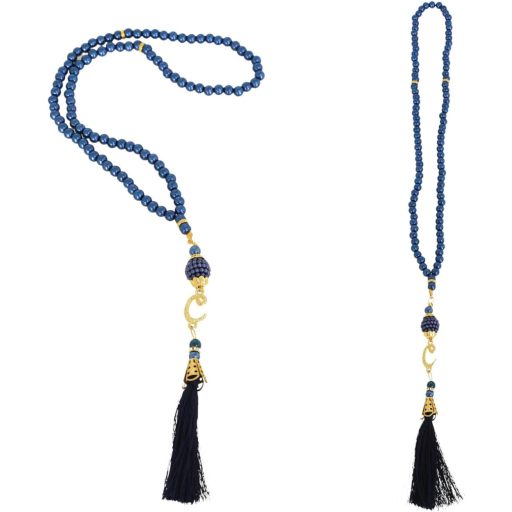 Prien Imamosó szőnyeg sötétkék, imádsággyöngy és tesbih szett, musulmán ajándék