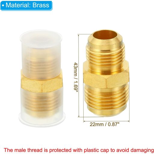 PATIKIL Réz Csőcsatlakozó Adapter 1/2" - 5/8" Külső Menettel, 45 Fokos SAE Peremmel, Vízvezeték Szerelvényekhez