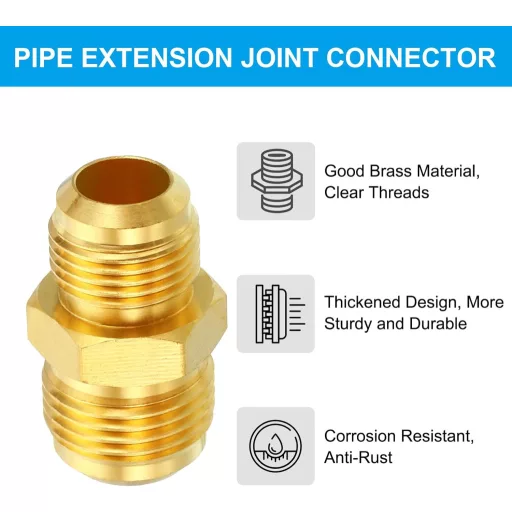 Medená rúrková spojka PATIKIL, adaptér 1/2" - 5/8" s vonkajším závitom, 45° SAE rozšírená, pre vodovodné potrubné armatúry