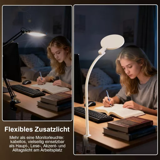 Lampă de birou LED Trayvespace cu gât reglabil, 5 temperaturi de culoare, 10000 lux