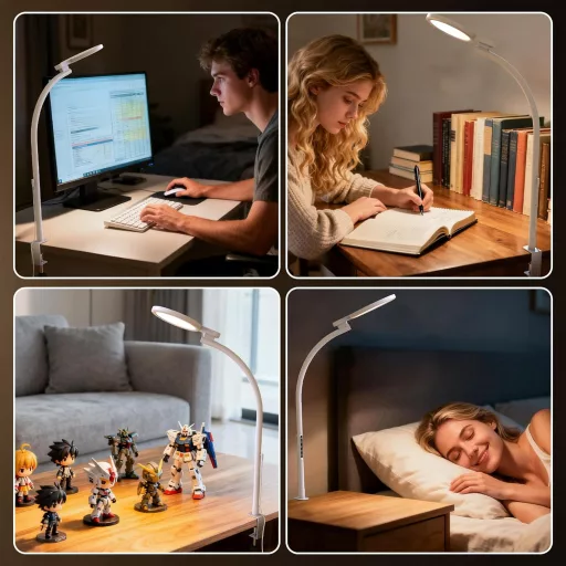 Lampă de birou LED Trayvespace cu gât reglabil, 5 temperaturi de culoare, 10000 lux