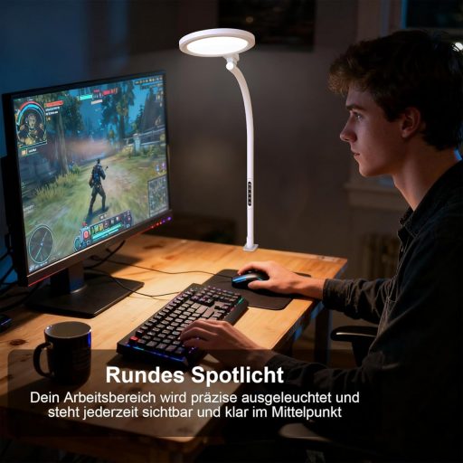Trayvespace LED asztali lámpa állítható nyakkal, 5 színhőmérséklet, 10000 lux