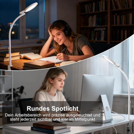 Trayvespace LED asztali lámpa állítható nyakkal, 5 színhőmérséklet, 10000 lux