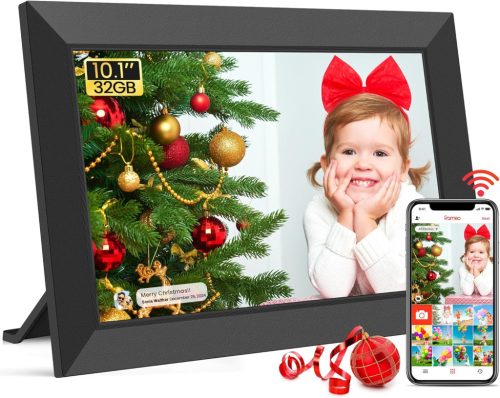 WONNIE Frameo WiFi Digitális Képkeret 10.1" HD IPS Érintőképernyővel, 32GB Memória, Fotó és Videó Megosztás Alkalmazáson Keresztül