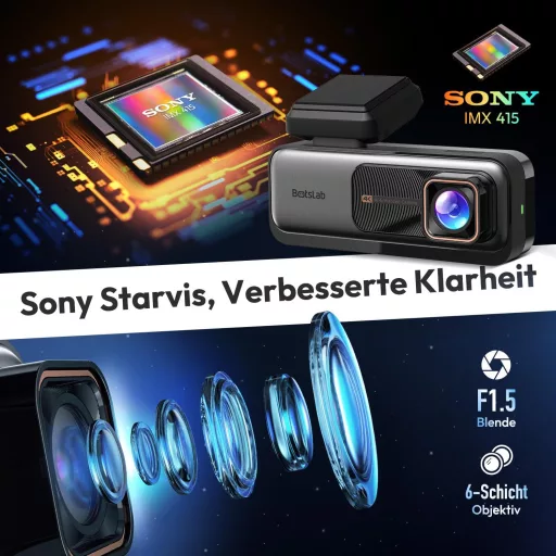 BOTSLAB 4K Autós Menetrögzítő Kamera GPS-szel és WiFi-vel - Első és Hátsó Kamera, 64GB SD Kártyával, ADAS, Éjjellátó, 170° Látószög