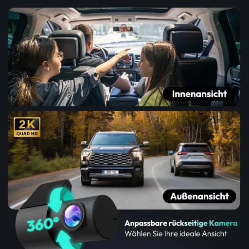 BOTSLAB 4K Autós Menetrögzítő Kamera GPS-szel és WiFi-vel - Első és Hátsó Kamera, 64GB SD Kártyával, ADAS, Éjjellátó, 170° Látószög
