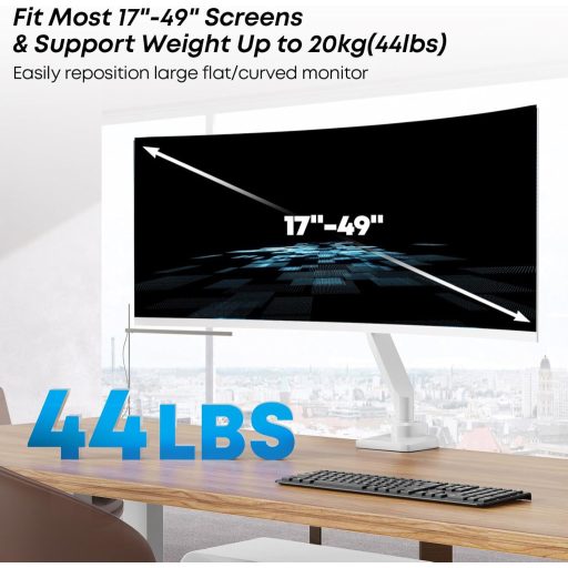 PUTORSEN Monitor tartó 17-49 hüvelykes lapos és ívelt képernyőhöz, gázrugós állvány, magasságállítható