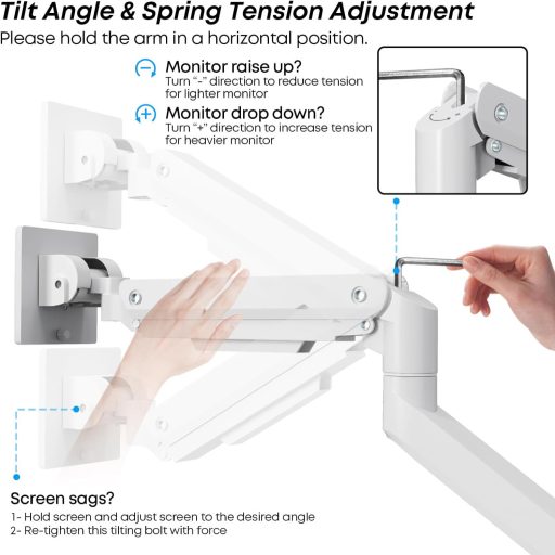 PUTORSEN Monitor tartó 17-49 hüvelykes lapos és ívelt képernyőhöz, gázrugós állvány, magasságállítható