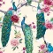 ReWallpaper Samolepiaca Tapeta 44,5cm×12m - Vintage Zelená Páví Vzor Vodoodolný Obklad Stien do Kúpeľne, Kuchyne, Chodby - Béžová Kvetinová PVC