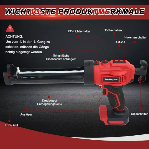 Pistol electric de etanșare DriSubt 18V pentru acumulator Makita - Dozator silicon cu 4 viteze și iluminare LED pentru etanșare și chit.