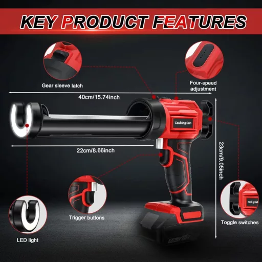 Pistol electric de etanșare DriSubt 18V pentru acumulator Makita - Dozator silicon cu 4 viteze și iluminare LED pentru etanșare și chit.