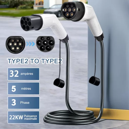 RTSKY Type 2 Elektromos Autó Töltőkábel 22kW 5m 32A Tesla Model 3/Y