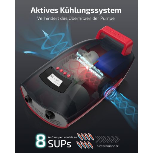 Elektrická pumpa Swonder Seawolf s 9000 mAh batériou, 20 PSI, dvojitý piest, na nafukovanie SUP paddleboardov a kajakov