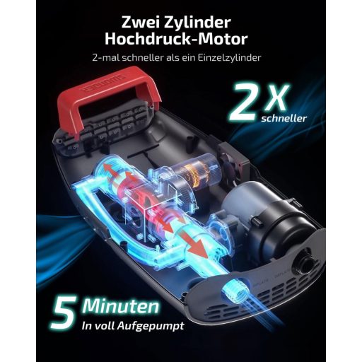 Swonder Seawolf elektromos pumpa 9000 mAh akkuval, 20 PSI, dupla dugattyú, SUP paddleboard és kajak felfújáshoz