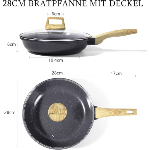 GiPP Granite Serpenyő Fedővel 28cm Indukciós Tapadásmentes Szürke