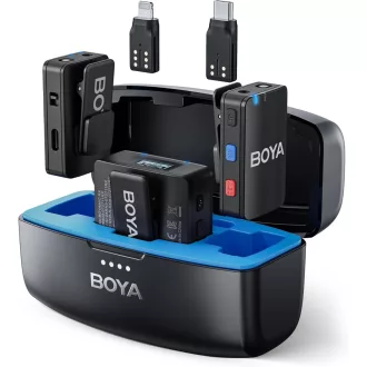   Bezdrôtový lavalier mikrofón BOYA pre iPhone, Android a kamery, dosah 950 metrov, 10-hodinová výdrž batérie