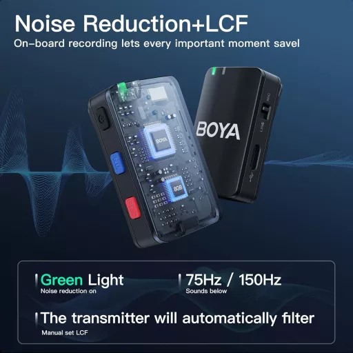 BOYA Wireless Lavalier mikrofon iPhone Android kamerához, 950 méter hatótáv, 10 órás akkumulátor