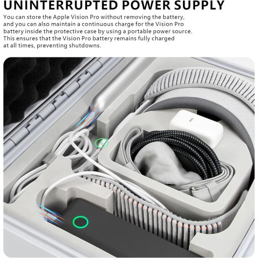 AMAZEAR Védőtok Apple Vision Pro Szemüveghez - Szürke, Modern Kivitel, IP67 Vízálló, EVA Béléssel, Tartozéktartóval