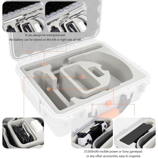 Husă de protecție AMAZEAR pentru ochelarii Apple Vision Pro - Gri, design modern, rezistentă la apă IP67, căptușită cu EVA, cu suport pentru accesorii