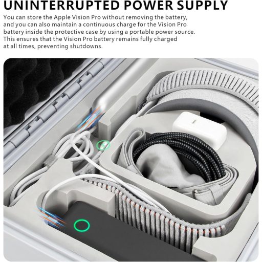 Husă de protecție AMAZEAR pentru ochelarii Apple Vision Pro - Gri, design modern, rezistentă la apă IP67, căptușită cu EVA, cu suport pentru accesorii