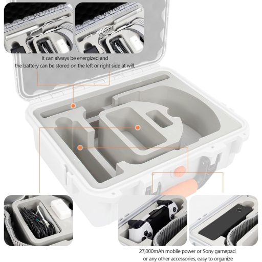 Husă de protecție AMAZEAR pentru ochelarii Apple Vision Pro - Gri, design modern, rezistentă la apă IP67, căptușită cu EVA, cu suport pentru accesorii