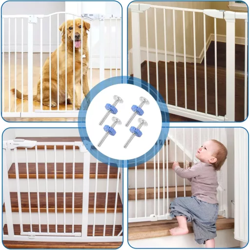 Safety 1st Biztonsági Kapu Rögzítő Csavarok - Menetes Orsórudak Gyerekkapukhoz, Kék, 4 db Csomag - Ajtó és Lépcső Védelem