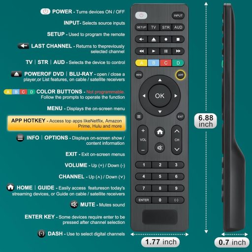 Loutoc Univerzális TV Távirányító - Samsung, LG, Sony, Hisense, TCL, Panasonic, Philips TV-hez, Streaming Lejátszóhoz, Soundbarhoz, DVD/Blu-