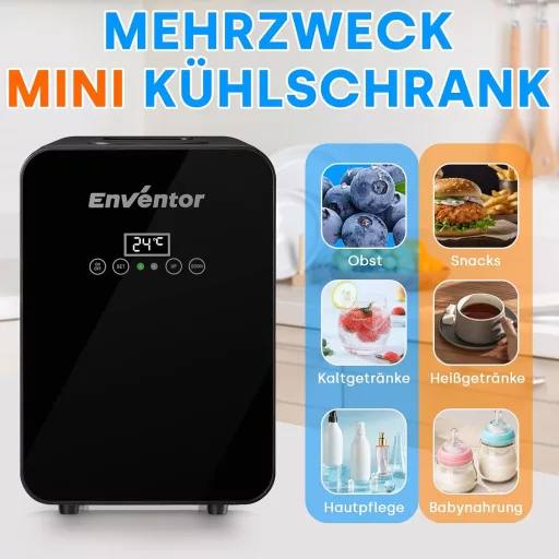 Enventor 10 literes mini hűtőszekrény LCD kijelzővel, fűtés/hűtés funkcióval, autóhoz és irodához
