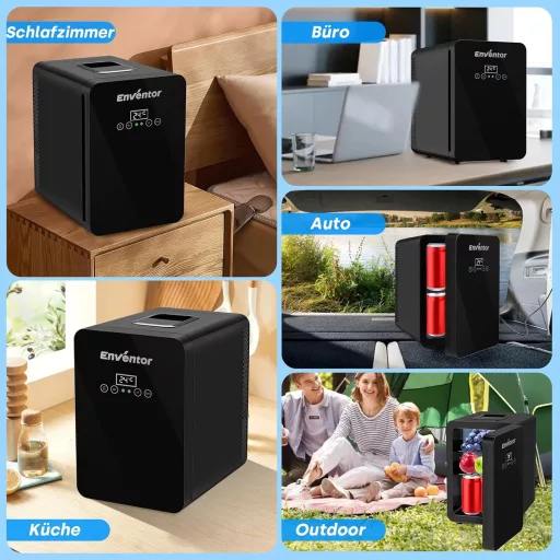 Mini frigider Enventor de 10 litri cu ecran LCD, funcție de încălzire/răcire, pentru mașină și birou