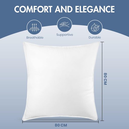 Set de 2 perne Utopia Bedding 80x80 cm, pernă de dormit moale și respirabilă, albă