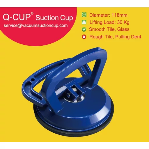 Q-CUP Sklenená prísavka s nosnosťou 30 kg - Modrá prísavka na sklenené tabule, obklady - Profesionálny zdvíhací nástroj s priemerom 118 mm