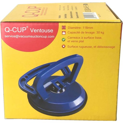 Q-CUP Üveg Tapadókorong 30 kg Teherbírással - Kék Szívókorong Üveglapokhoz, Csempéhez - 118 mm Átmérőjű Professzionális Emelőeszköz