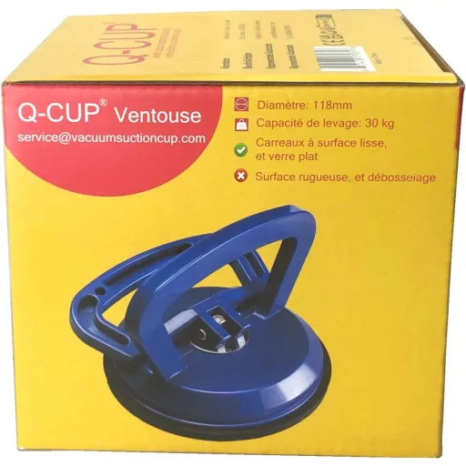 Q-CUP Üveg Tapadókorong 30 kg Teherbírással - Kék Szívókorong Üveglapokhoz, Csempéhez - 118 mm Átmérőjű Professzionális Emelőeszköz