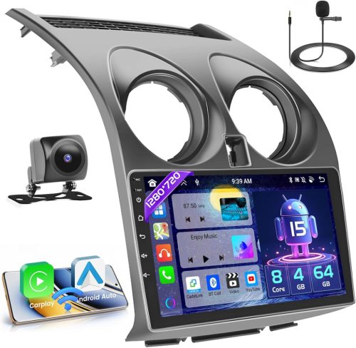 Hikity 9" Android 15 Autórádió Nissan Qashqai J10 (2006-2013) - 8 Magos 4+64GB, Vezeték Nélküli CarPlay, GPS, Bluetooth 5.0, WiFi, DSP, Tola
