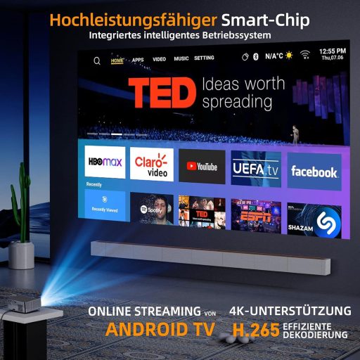 XGODY A45 4K Android Projektor 1080P FHD, 500 ANSI Autofókusz, WiFi Bluetooth Otthoni Mozi