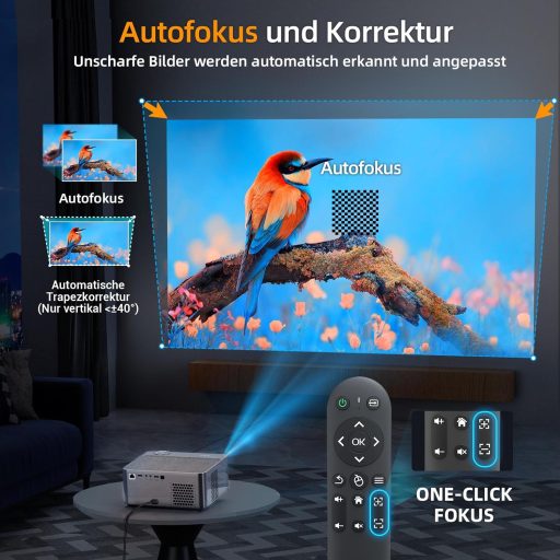 XGODY A45 4K Android Projektor 1080P FHD, 500 ANSI Autofókusz, WiFi Bluetooth Otthoni Mozi