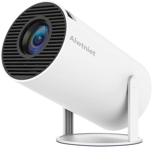 Videoproiector Mini Portabil 4K Alwtniet Android 11 - 200 ANSI Lumeni, 5G WiFi 6, Bluetooth 5.0, Rotativ 180°, Corecție Keystone Automată, F