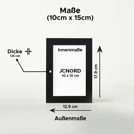 JCNORD fekete képkeret 10x15 cm MDF fa modern fali asztali fotókeret akril üveggel