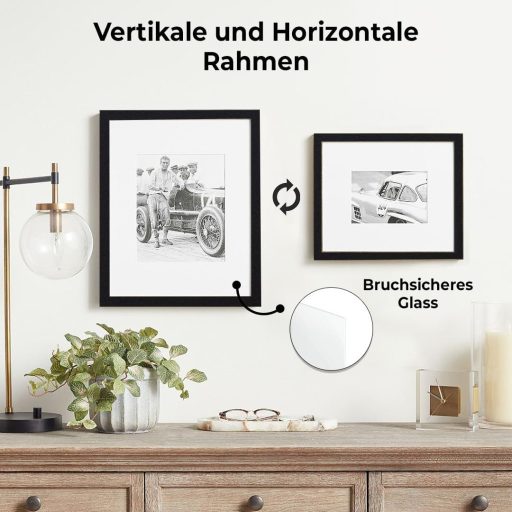 JCNORD fekete képkeret 10x15 cm MDF fa modern fali asztali fotókeret akril üveggel