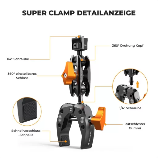 K&F CONCEPT MS13 Magic Arm 360° golyófej kamera rögzítő telefon tartóval