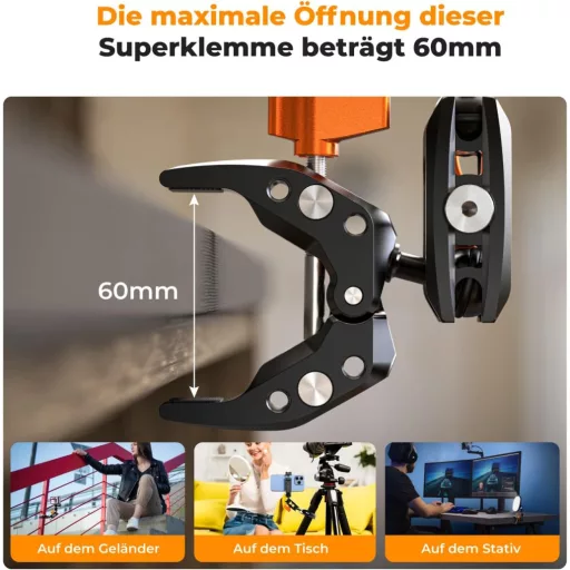 K&F CONCEPT MS13 Magic Arm 360° guľová hlava, držiak na kameru s držiakom na telefón