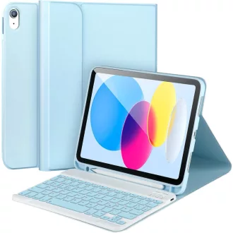  APHBZGE iPad 11/10 generációs billentyűzetes tok, leválasztható Bluetooth billentyűzettel, ceruza tartóval, kék