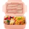 Diboniur Bento Box 1400 ml, viacdielny obedový box, ružový, vhodný do mikrovlnky, pre deti aj dospelých