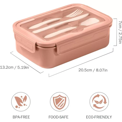 Diboniur Bento Box 1400ml Compartmentes Ételhordó Rózsaszín Mikrózható Gyerekeknek Felnőtteknek